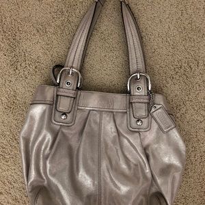 Coach Soho Silver Shimmer Leather Shoulder Bag